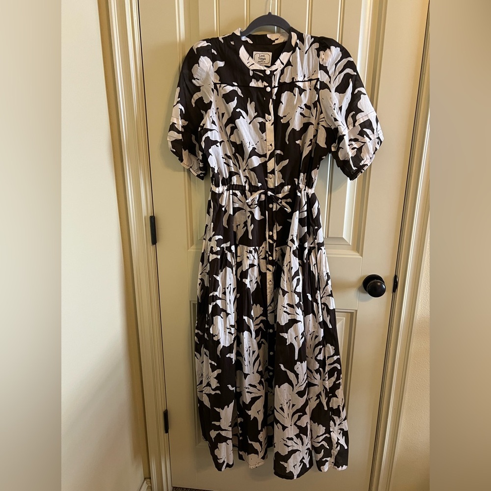 NWT Emerson Fry Lucy 4 Basque Dress in Chocolate/Ivory Floral size M - Picture 5 of 8